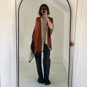 Elaine Kim The Alastor Cotton Zip Poncho Sweater in Multi NWT One Size